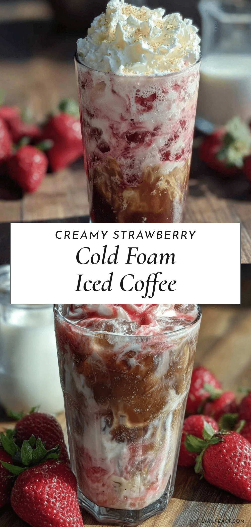creamy strawberry cold foam iced coffee recipe