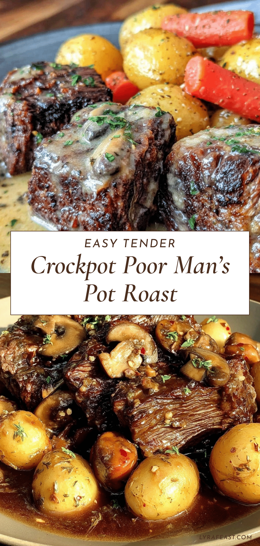Easy Tender Crockpot Poor Man’s Pot Roast recipe