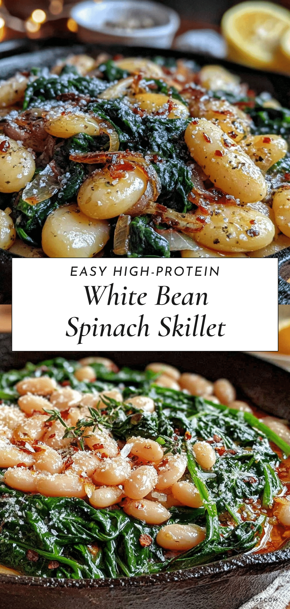 high-protein white bean and spinach skillet dinner recipe