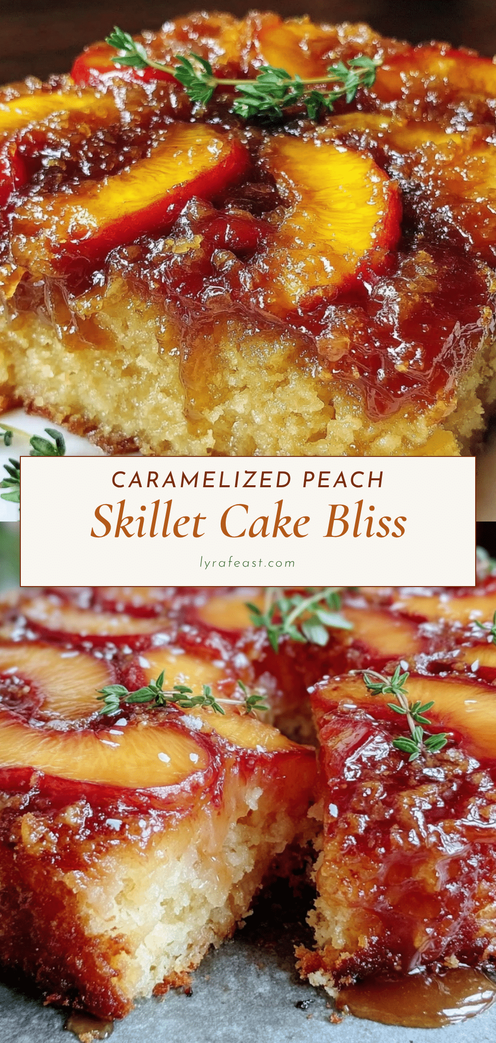 caramelized peach upside-down skillet cake recipe