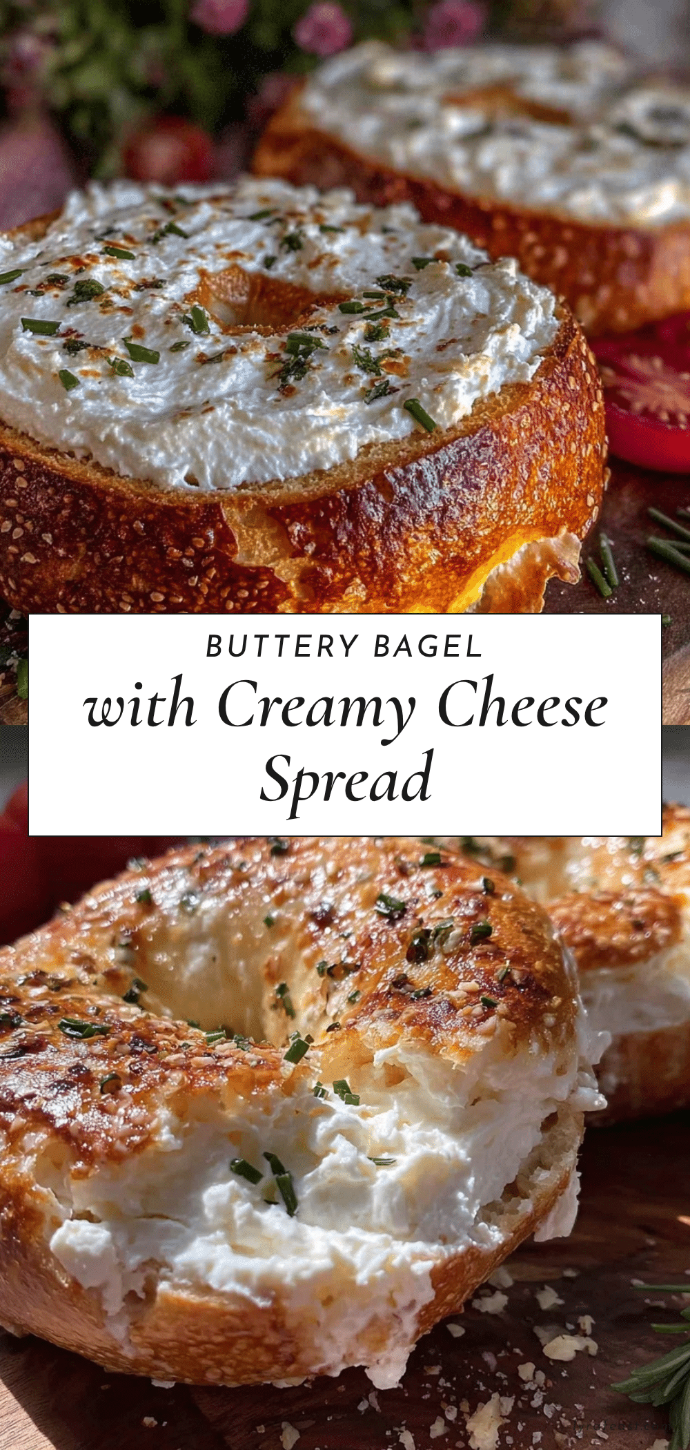 creamy buttered bagel with rich cheese spread recipe