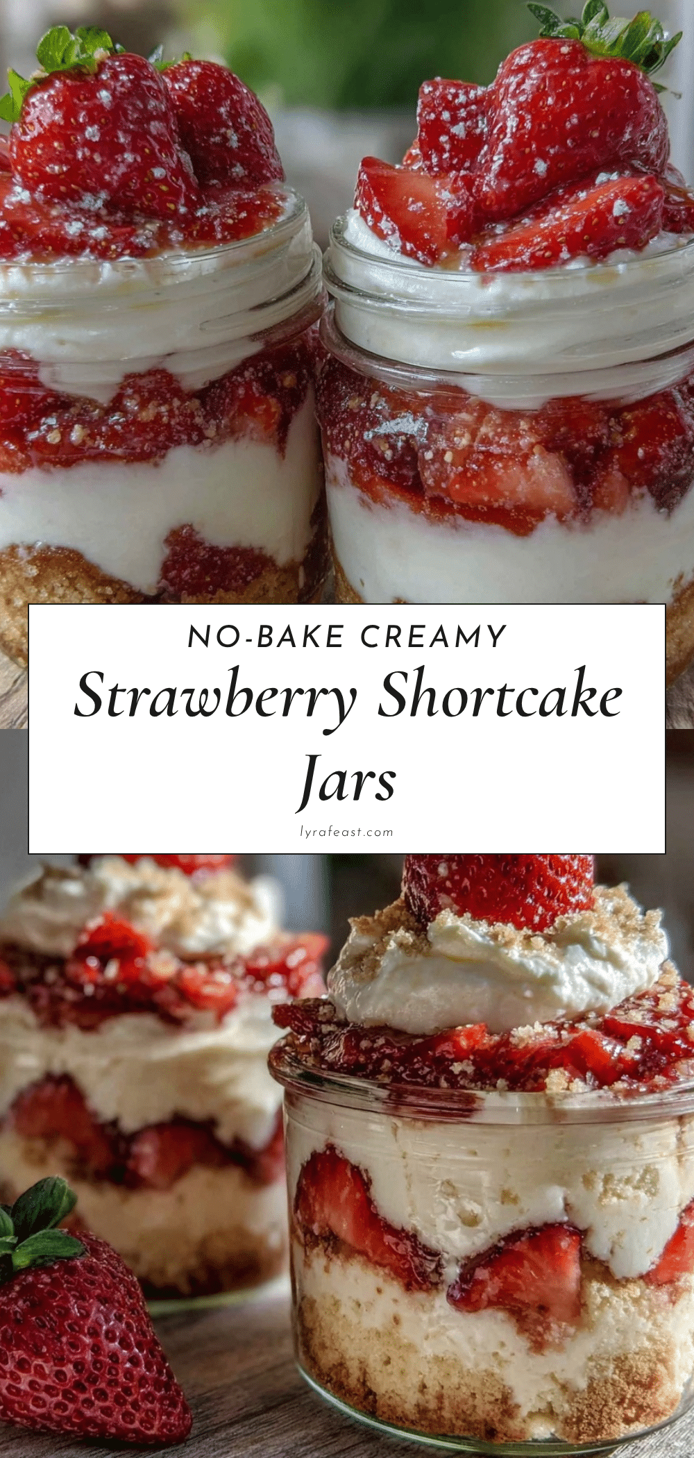 no bake strawberry shortcake in a jar recipe