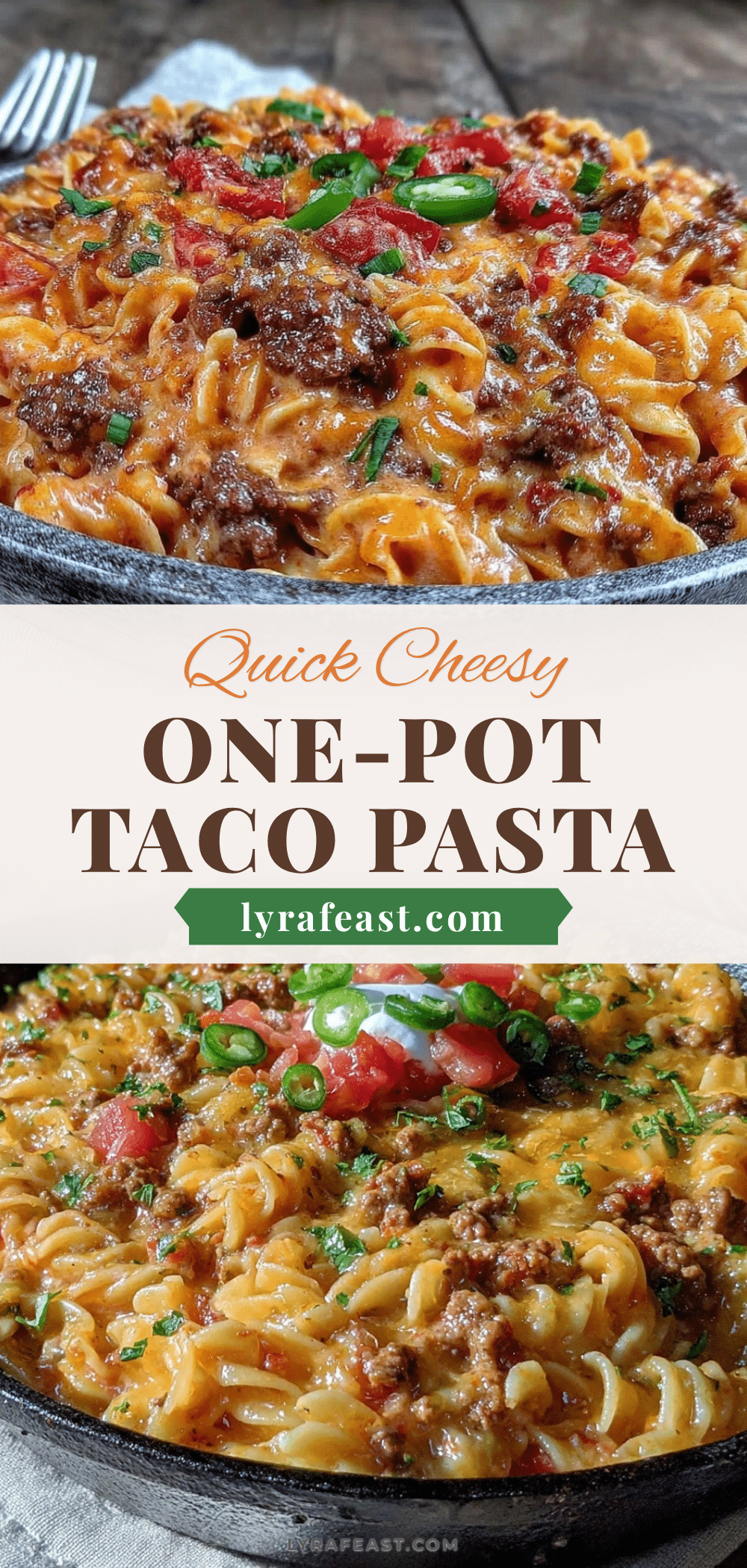 quick cheesy one-pot taco pasta recipe