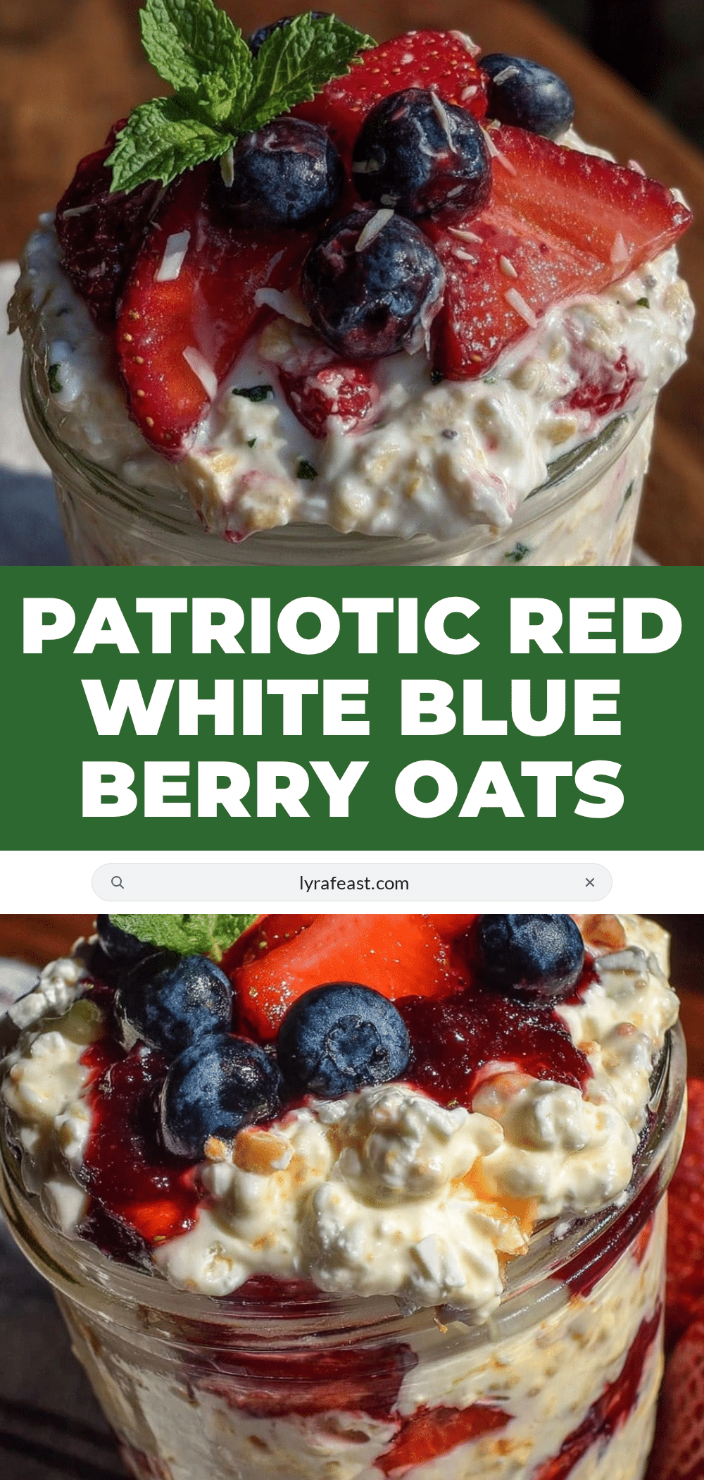 healthy red white and blue overnight oats recipe