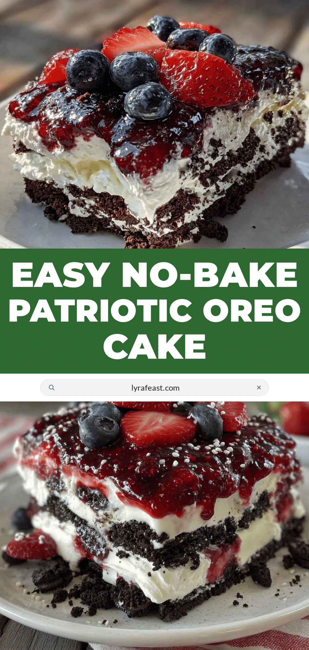 no bake patriotic Oreo icebox cake recipe