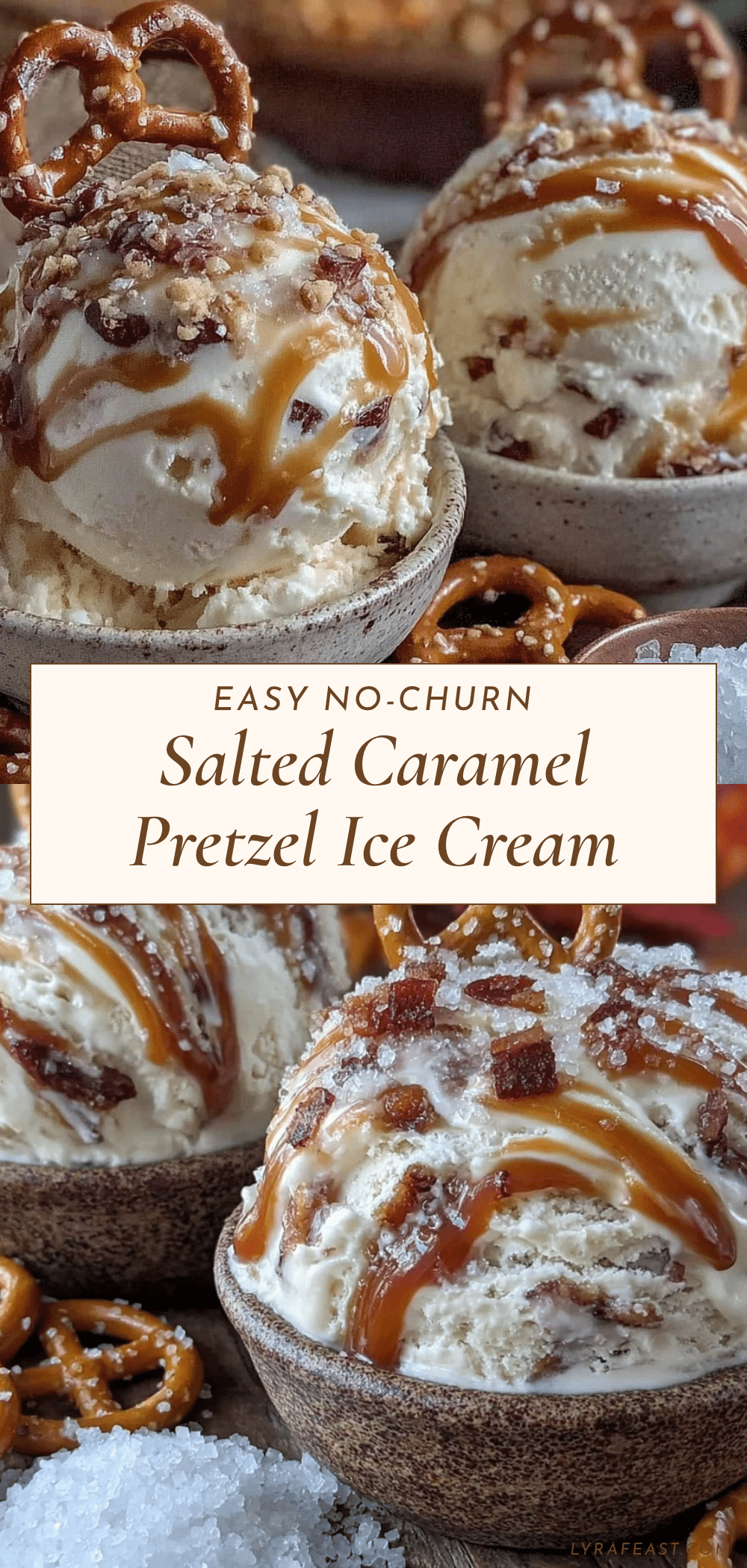 no-churn salted caramel pretzel ice cream recipe