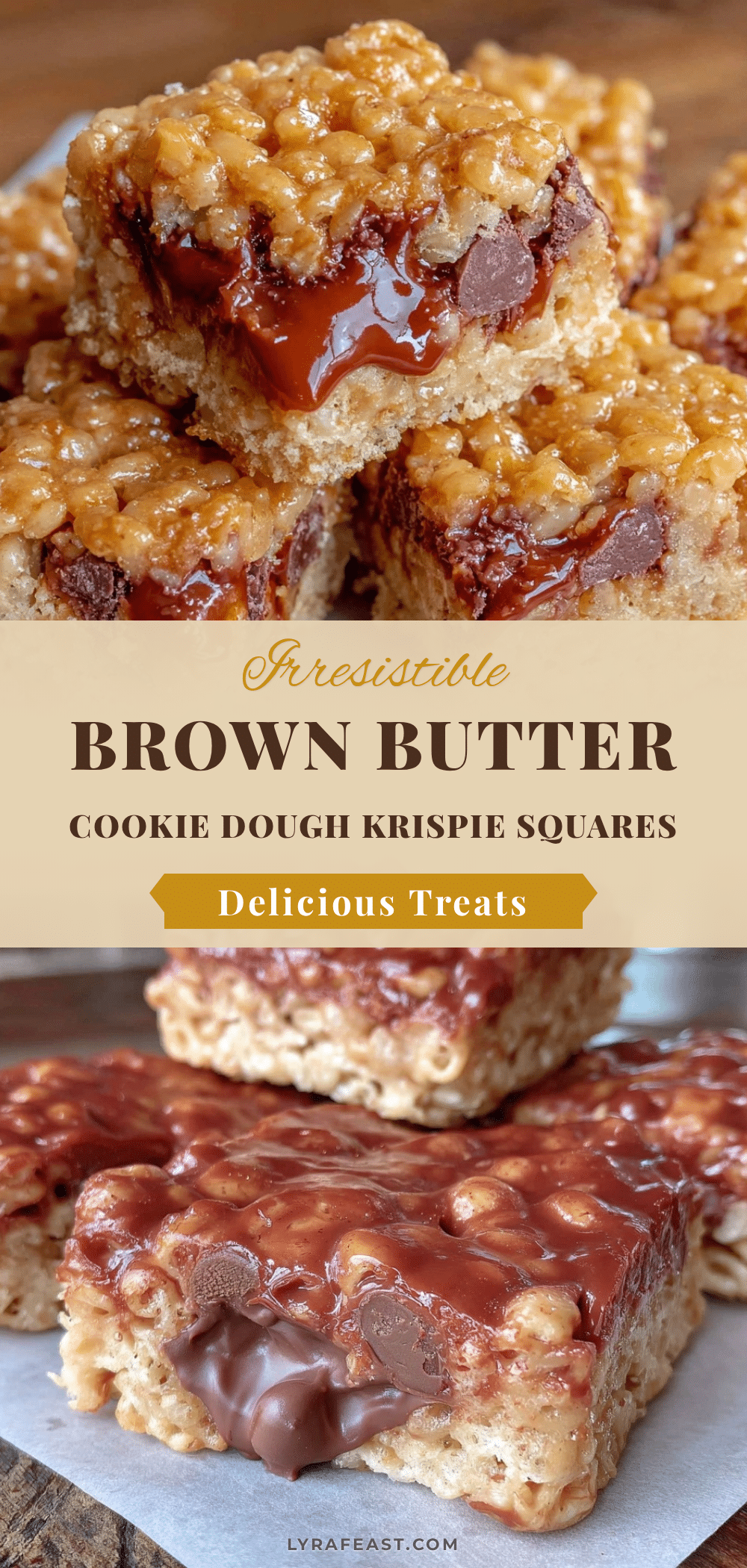 brown butter chocolate chip cookie dough krispie squares recipe
