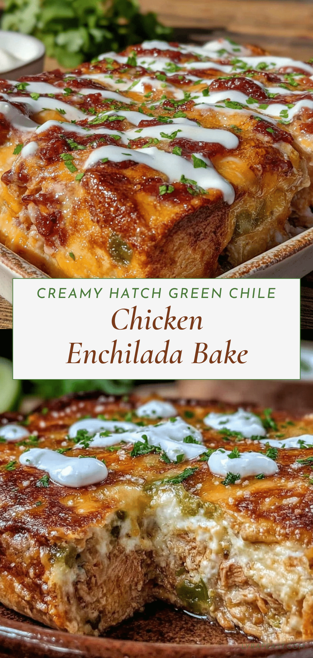 Creamy Hatch Green Chile Chicken Enchilada Bake recipe