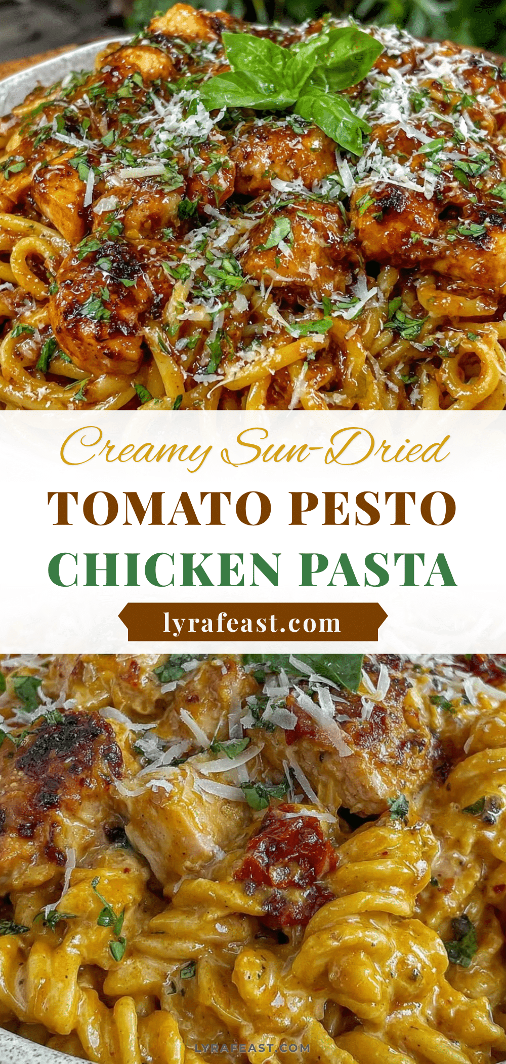 creamy one-pot sun-dried tomato pesto chicken pasta recipe