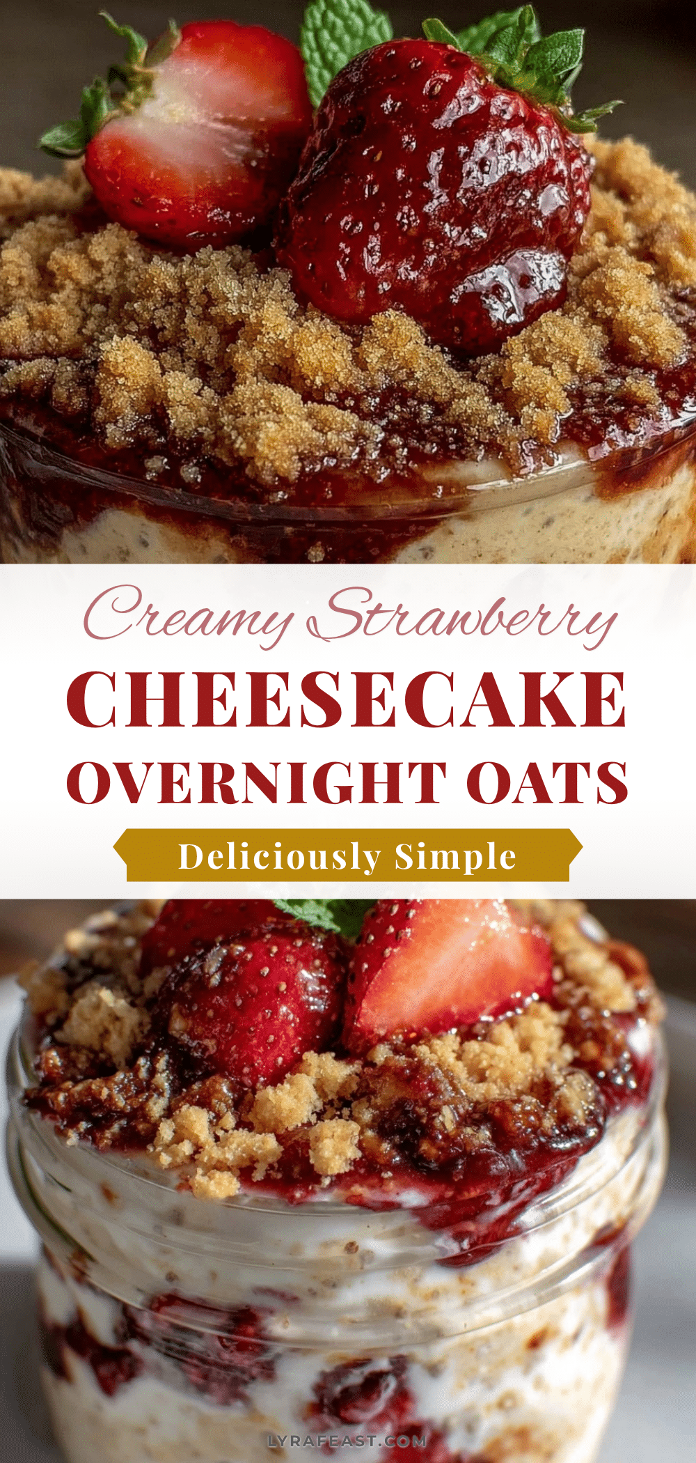 creamy strawberry cheesecake overnight oats recipe