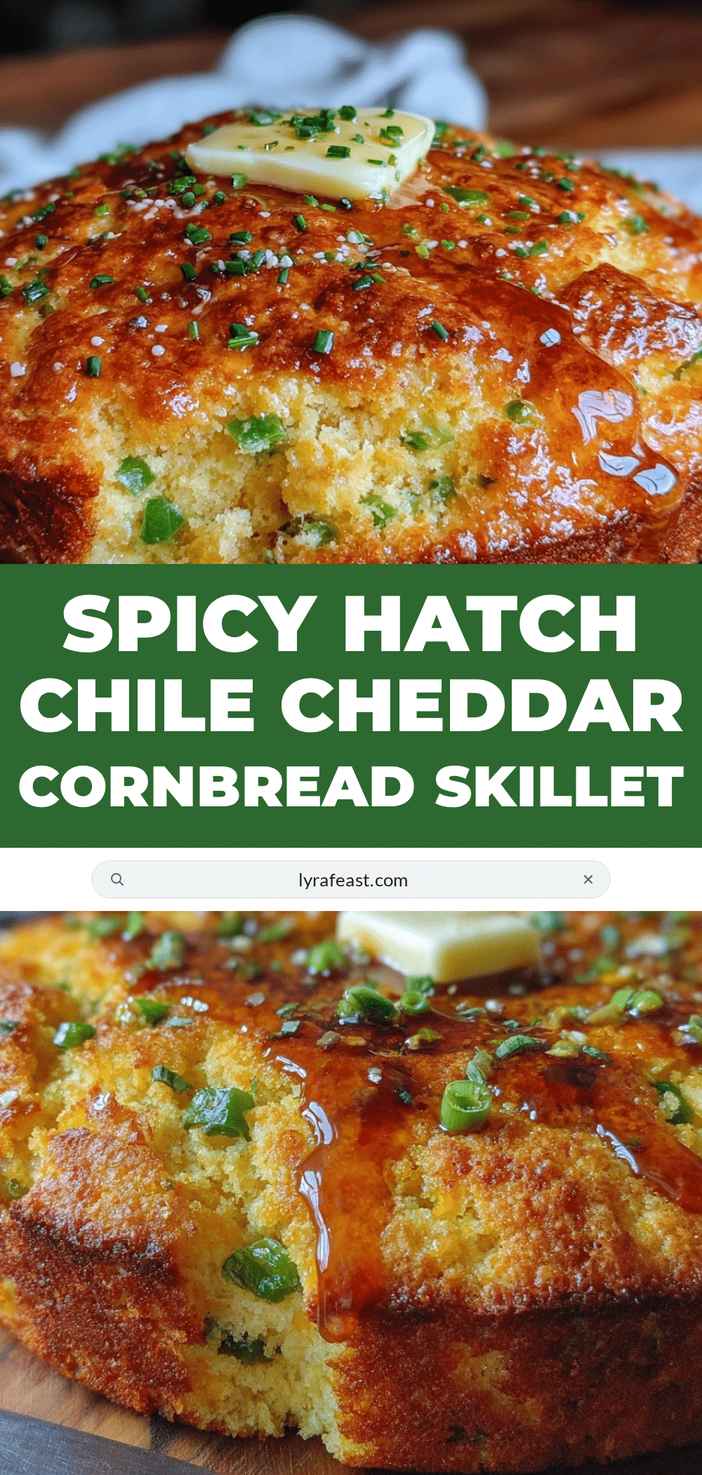 Hatch chile cheddar cornbread skillet recipe