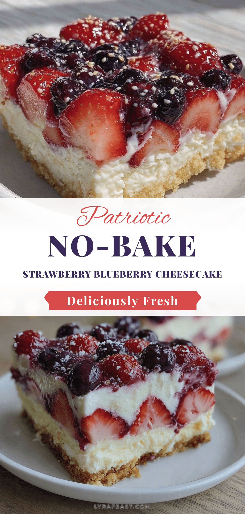 red white and blue no-bake cheesecake flag cake recipe