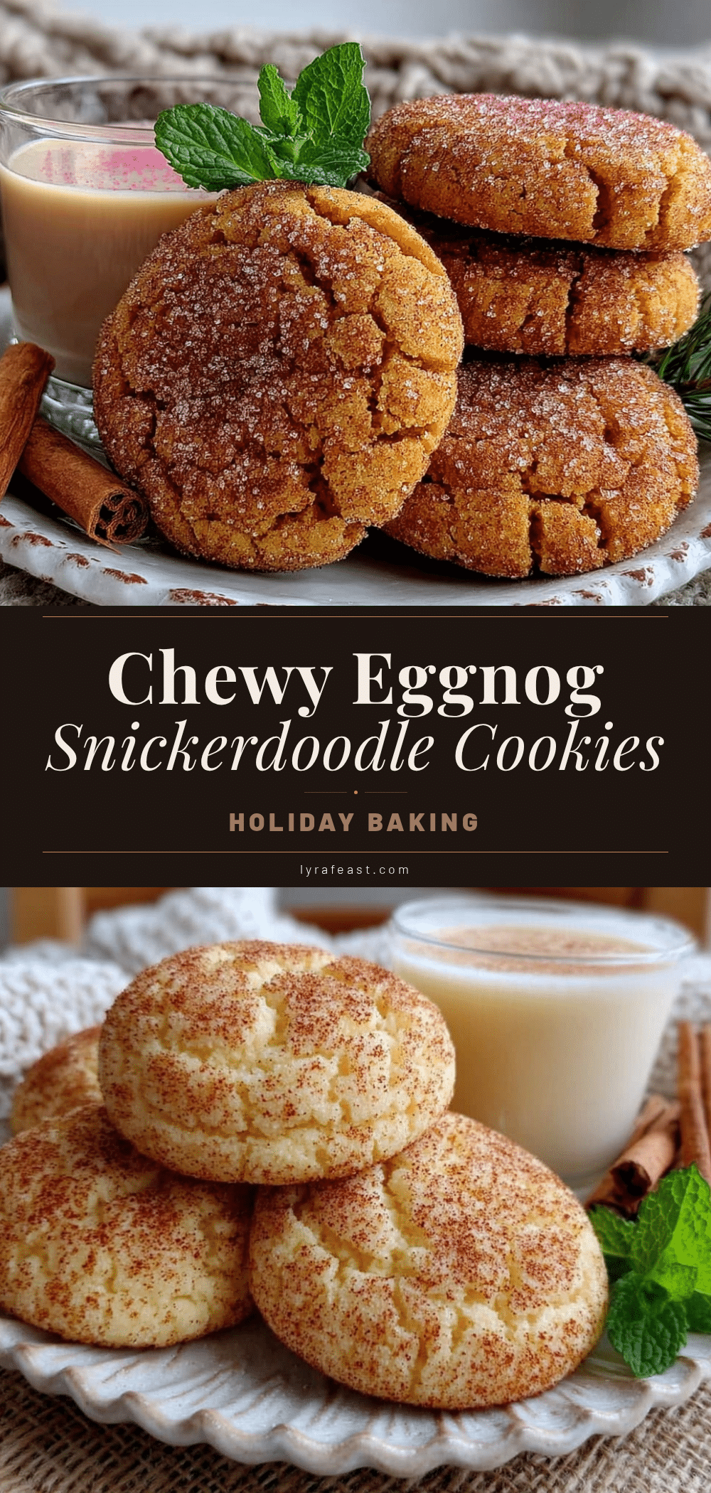 Chewy Eggnog Snickerdoodle Cookies recipe