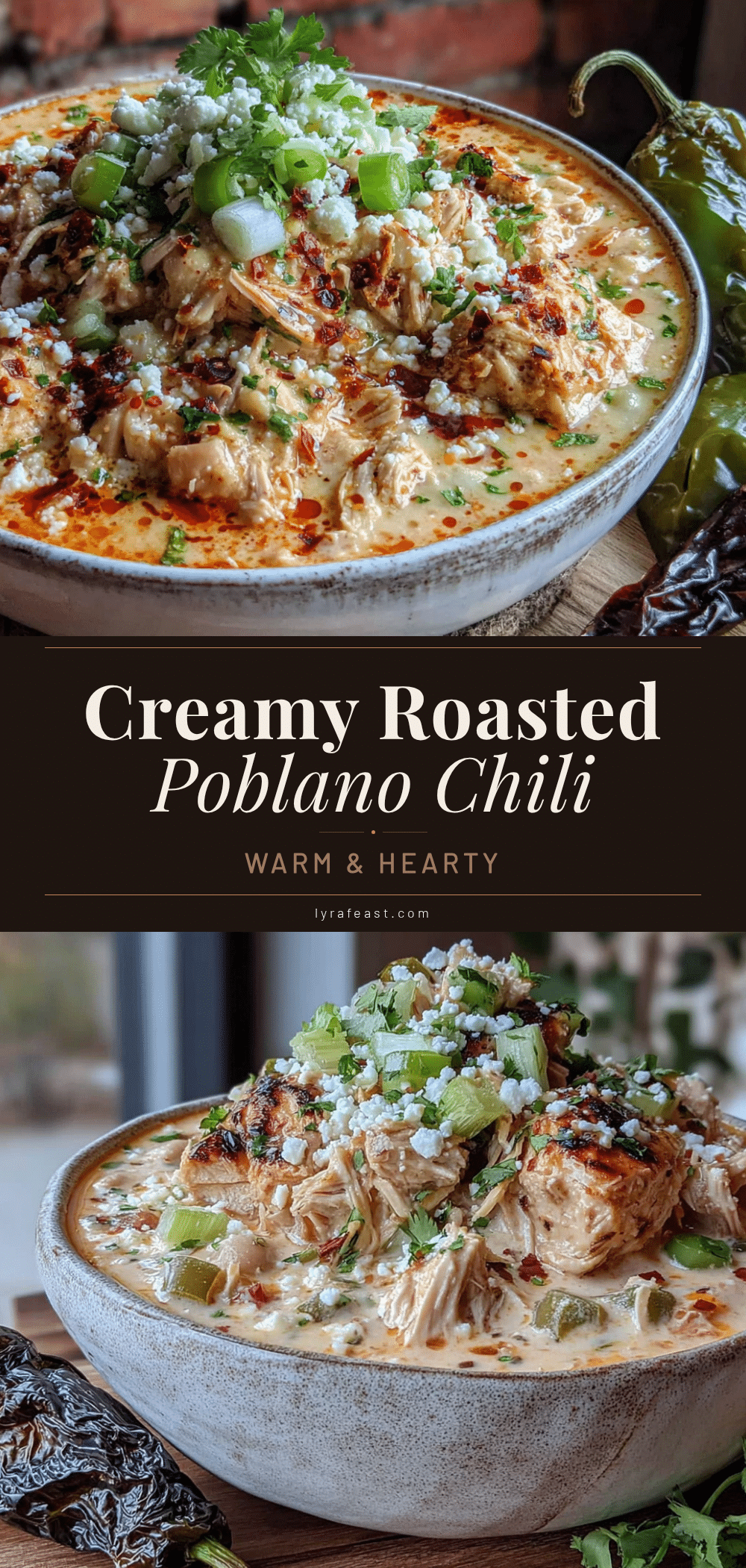 creamy white chicken chili with roasted poblanos recipe
