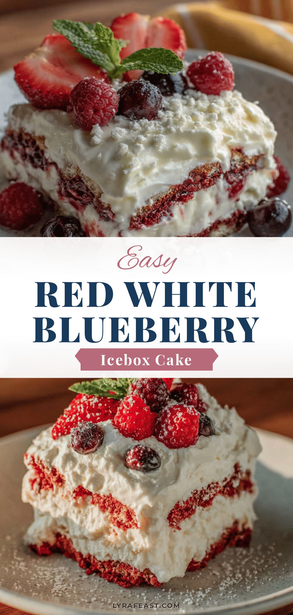 easy red white & blueberry icebox cake recipe