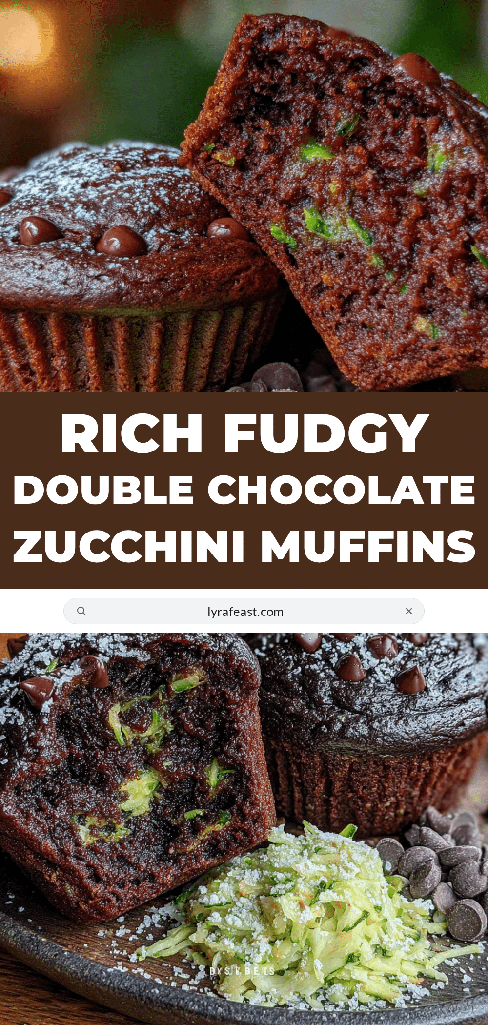 fudgy double chocolate zucchini muffins recipe