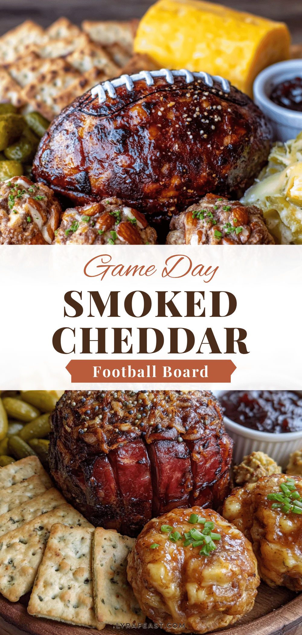 game day smoked cheddar football board recipe