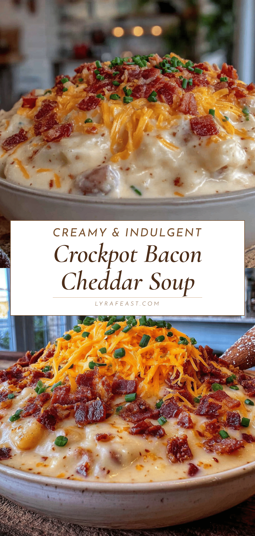 creamy crockpot potato soup with bacon and cheddar recipe