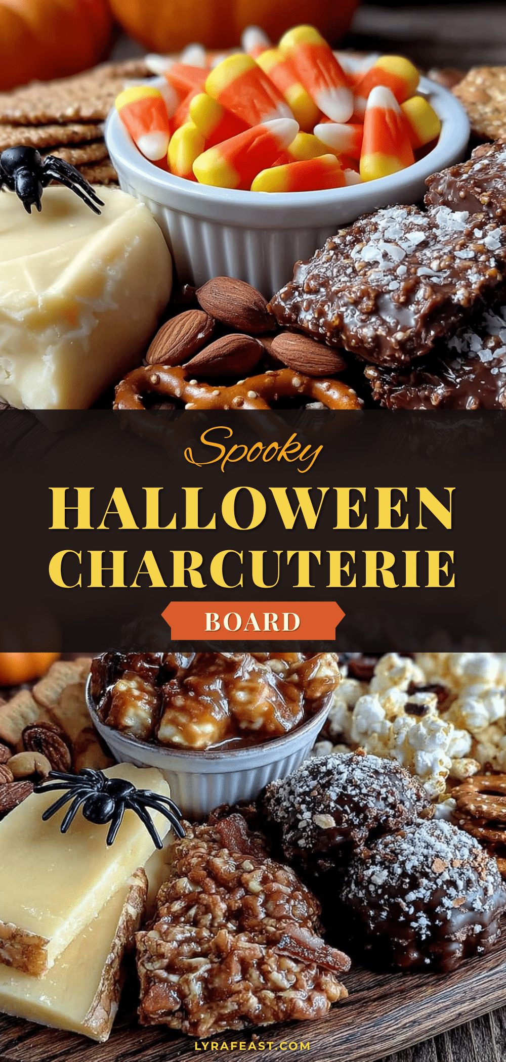 easy halloween charcuterie board with candy and cheese recipe
