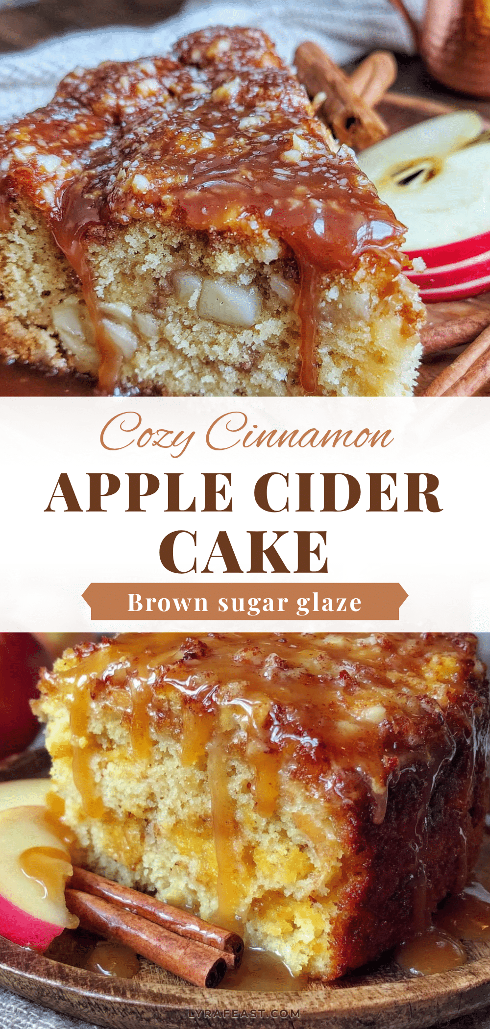 homemade cinnamon apple cider cake with brown sugar glaze recipe