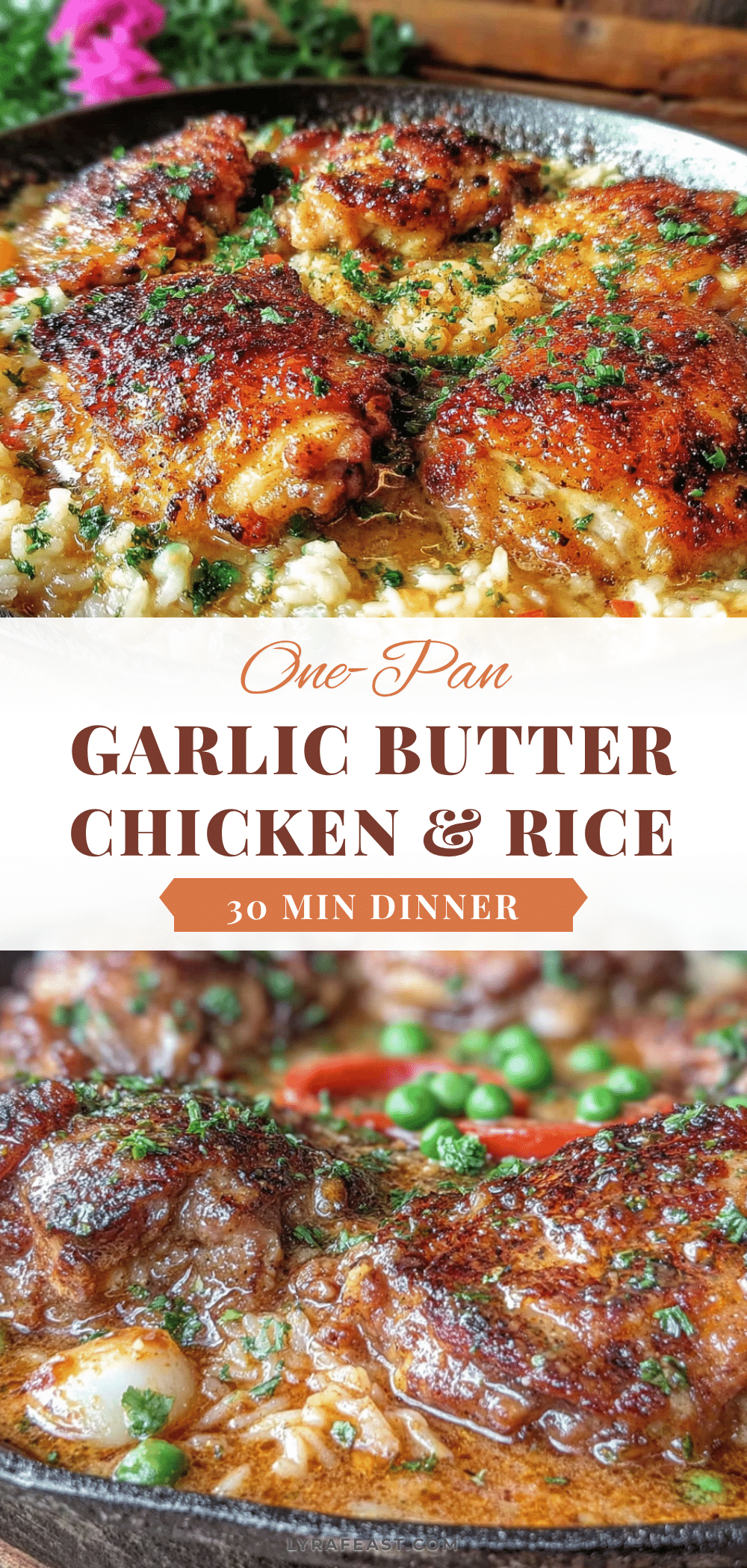 one-pan garlic butter chicken and rice recipe