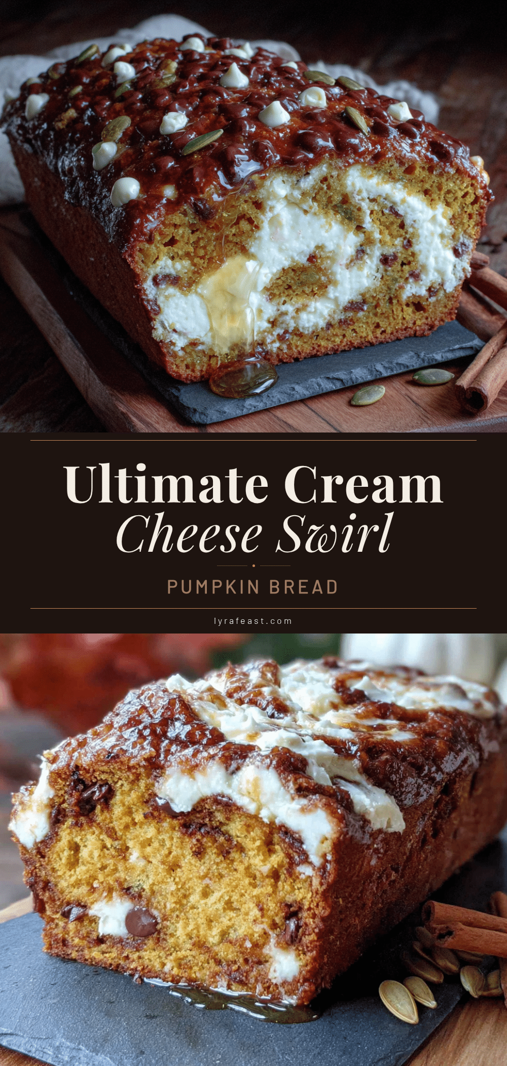 pumpkin chocolate chip bread with cream cheese swirl recipe
